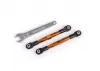 Traxxas Toe links, front (TUBES orange-anodised, 7075-T6 aluminium, stronger than titanium) (2) (assembled with rod ends and hollow balls)/ aluminium wrench (1) (fits Drag Slash)