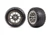Traxxas Tyres + wheels, assembled (2.2 black chrome wheels, Alias 2.2 Tyres) (2) (Bandit rear, medium compound with foam inserts)
