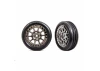 Traxxas Tyres + wheels, assembled (2.2 black chrome wheels, Alias ribbed 2.2 Tyres) (2) (Bandit front, medium compound w/ foam inserts)