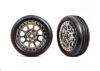 Traxxas Tyres + wheels, assembled (2.2 black chrome wheels, Alias ribbed 2.2 Tyres) (2) (Bandit front, medium compound w/ foam inserts)