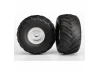 Traxxas Tires wheels assembled glued (satin chrome wheels Terra Groove dual profile tires foam inserts) (nitro rear/ electric front) (2)