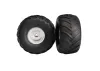 Traxxas Tires wheels assembled glued (satin chrome wheels Terra Groove dual profile tires foam inserts) (nitro rear/ electric front) (2)