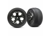 Traxxas Alias Ribbed tires All Star black chrome wheels foam inserts (assembled and glued) (front)