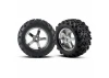Traxxas 6.3 Inch MAXX Tyres - Pre Glued On 3.8 Chrome Hurricane Wheels - Pair - 14mm Hex