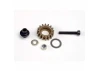 Traxxas Idler gear steel (16-tooth)/ idler gear shaft/ 3x8mm flat metal washer/ 8x12x0.5mm PTFE-coated washer/ 3x6mm flat metal washer/ 3mm nylon locknut 3x20mm cap hex machine screw