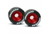 Traxxas Rubber Tires Mounted on Red-Anodized Wheelie Bar Wheels (2)/ 5x8mm Ball Bearings (4)/ Axles (2)