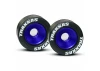 Traxxas Rubber Tires Mounted on Blue-Anodized Wheelie Bar Wheels (2)/ 5x8mm Ball Bearings (4)/ Axles (2)