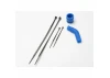 Traxxas Pipe coupler molded (blue)/ exhaust deflecter (rubber blue)/ cable ties long (2)/ cable ties short (2)