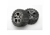 Traxxas Talon tires Gemini black chrome wheels foam inserts (assembled glued) (2) (use with 17mm splined wheel hubs nuts) (TSM rated)