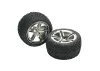 Traxxas Victory Tyres Pre Glued On Twin Spoke Chrome Wheels - 12mm Hex Fit