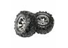 Traxxas Tires wheels assembled glued (Geode chrome wheels Canyon AT tires foam inserts) (2) (use with 17mm splined wheel hubs nuts part 5353X beadlock-style sidewall protectors part 5665 5666 5667)