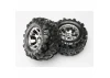 Traxxas Tires wheels assembled glued (Geode chrome wheels Canyon AT tires foam inserts) (2) (use with 17mm splined wheel hubs nuts part 5353X beadlock-style sidewall protectors part 5665 5666 5667)