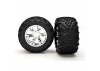 Traxxas Tires wheels assembled glued (Geode chrome wheels MAXX tires (6.3 outer diameter) foam inserts) (2) (use with 17mm splined wheel hubs nuts part 5353X beadlock-style sidewall protectors part 5665 5666 5667)