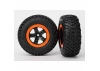 Traxxas Tires wheels assembled glued (SCT black orange beadlock wheels dual profile (2.2 outer 3.0 inner) SCT off-road racing tire foam inserts) (2) (4WD f/r 2WD rear) (TSM rated)