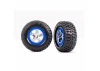 Traxxas Tyres + wheels, assembled, glued (SCT chrome, blue beadlock style wheels, BFGoodrich Mud-Terrain T/A KM2 Tyres, foam inserts) (2) (4WD front/rear, 2WD rear only)
