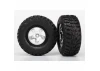 Traxxas Tires wheels assembled glued (SCT satin chrome black beadlock style wheels Kumho tires foam inserts) (2) (4WD front/rear 2WD rear only)