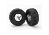 Traxxas Tires wheels assembled glued (SCT satin chrome black beadlock style wheels Kumho tires foam inserts) (2) (2WD front)
