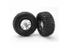 Traxxas Tires wheels assembled glued (SCT Split-Spoke satin chrome black beadlock style wheels Kumho tires foam inserts) (2) (2WD front)