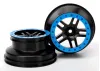 Traxxas Wheels SCT Split-Spoke black blue beadlock style dual profile (2.2 outer 3.0 inner) (4WD f/r 2WD rear) (2)