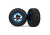 Traxxas Tire wheel assy glued (SCT Split-Spoke black blue beadlock wheels BFGoodrich Mud-Terrain T/A KM2 tires inserts) (2) (2WD Front)