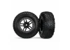 Traxxas Tires wheels assembled glued (SCT Split-Spoke black satin chrome beadlock style wheel dual profile (2.2 outer 3.0 inner) SCT off-road racing tires foam inserts) (2) (4WD f/r 2WD rear) (TSM rated)