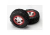 Traxxas SCT Tyres Mounted on SCT Chome/Red Beadlock Wheels - 14mm Hex (2)