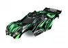 Traxxas Body, Rustler 4X4 Ultimate, green (painted, decals applied) (assembled with front + rear body mounts and rear body support for clipless mounting)