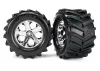 Traxxas Tires and wheels assembled glued 2.8 (All-Star chrome wheels MAXX tires foam inserts) (2)