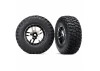 Traxxas Tires wheels assembled glued (SCT Split-Spoke black chrome beadlock style wheels BFGoodrich Mud-Terrain T/A KM2 ultra-soft S1 compound off-road racing tires foam inserts) (2) (4WD f/r 2WD rear) (TSM rated)
