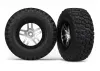 Traxxas Tires wheels assembled glued (S1 ultra-soft off-road racing compound) (SCT Split-Spoke satin chrome black beadlock style wheels BFG Mud-Terrain tires foam inserts) (2) (4WD front/rear 2WD rear only)