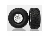 Traxxas Tires wheels assembled glued (SCT Split-Spoke satin chrome black beadlock style wheels Kumho tires foam inserts) (2) (4WD front/rear 2WD rear only)