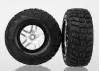 Traxxas Tires wheels assembled glued (S1 ultra-soft off-road racing compound) (SCT Split-Spoke satin chrome black beadlock style wheels Kumho tires foam inserts) (2) (4WD front/rear 2WD rear only)
