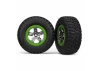 Traxxas Tires wheels assembled glued (SCT chrome green beadlock wheel BFGoodrich Mud-Terrain T/A KM2 tire foam inserts) (2) (4WD front/rear 2WD rear only)