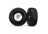 Traxxas Tires wheels assembled glued (S1 compound) (SCT Split-Spoke satin chrome black beadlock style wheels dual profile (2.2 outer 3.0 inner) SCT off-road racing tires foam inserts) (2) (4WD f/r 2WD rear) (TSM rated)