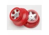 Traxxas Wheels SCT satin chrome red beadlock style dual profile (1.8 inner 1.4 outer) (2)