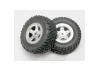 Traxxas Tires and wheels assembled glued (SCT satin chrome wheels SCT off-road racing tires foam inserts) (1 each right left)