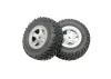 Traxxas Tires and wheels assembled glued (SCT satin chrome wheels SCT off-road racing tires foam inserts) (1 each right left)