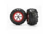 Traxxas Tires and wheels assembled glued (Geode chrome red beadlock style wheels Canyon AT tires foam inserts) (1 left 1 right)