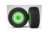 Traxxas Tires wheels assembled glued (Green wheels BFGoodrich Rally gravel pattern tires foam inserts) (2) (TSM rated)