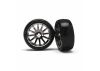 Traxxas 12-Sp Black Wheels - Slick Tires