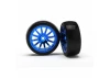 Traxxas 12-Sp Blue Wheels - Slick Tires