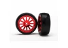 Traxxas 12-Sp Red Wheels - Slick Tires
