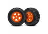 Traxxas Tires and wheels assembled glued (SCT orange wheels SCT off-road racing tires)(1 each right left)