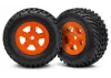 Traxxas Tires and wheels assembled glued (SCT orange wheels SCT off-road racing tires)(1 each right left)