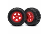 Traxxas Tires and wheels assembled glued (SCT red wheels SCT off-road racing tires) (1 each right left)