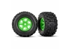 Traxxas X-MAXX Sledgehammer Tyres Pre Glued on Green Wheels (2)