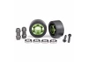 Traxxas Wheels, wheelie bar, 6061-T6 aluminium (green-anodised) (2)/ axle, wheelie bar, 6061-T6 aluminium (2)/ 10x15x4 ball bearings (4)