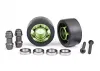 Traxxas Wheels, wheelie bar, 6061-T6 aluminium (green-anodised) (2)/ axle, wheelie bar, 6061-T6 aluminium (2)/ 10x15x4 ball bearings (4)