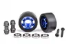 Traxxas Wheels, wheelie bar, 6061-T6 aluminium (blue-anodised) (2)/ axle, wheelie bar, 6061-T6 aluminium (2)/ 10x15x4 ball bearings (4)