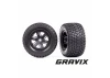 Traxxas Tyres + wheels, assembled, glued (X-MAXX black wheels, Gravix Tyres, foam inserts) (left + right)